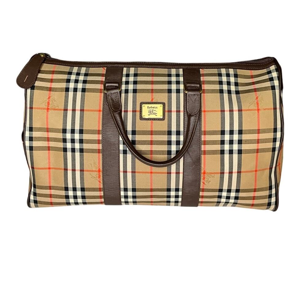 Authentic Vintage Burberry Nova Check Boston Travel Duffle Bag